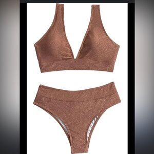 SHEIN Metallic Rose Gold Bikini Set